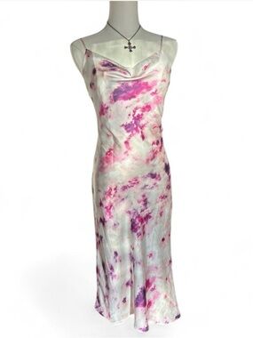 Bardot | Satin Tie-die Cowl Neck Spaghetti Strap Cocktail Slip Dress Size XS/4